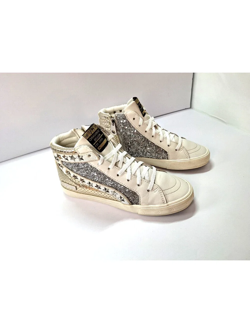 Vintage Havana Bailey High- Top High Gold & Silver Sneakers Coquette Glam Rock